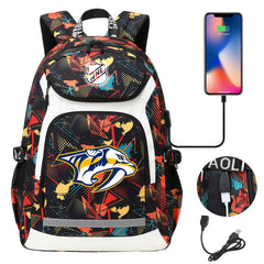 Nashville Predators Hockey League Backpack School Notebook Travel Bags With USB