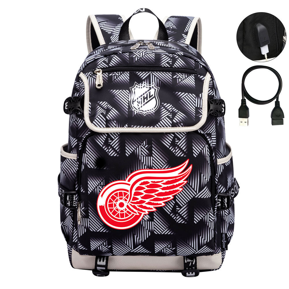 Detroit Red Wings Hockey League Backpack School Notebook Travel Bags