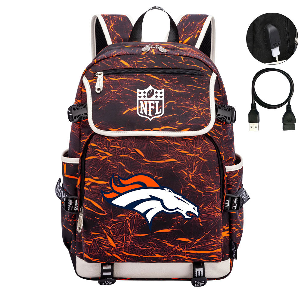Denver Broncos Football Team Rugby Backpack School Notebook Travel Bag
