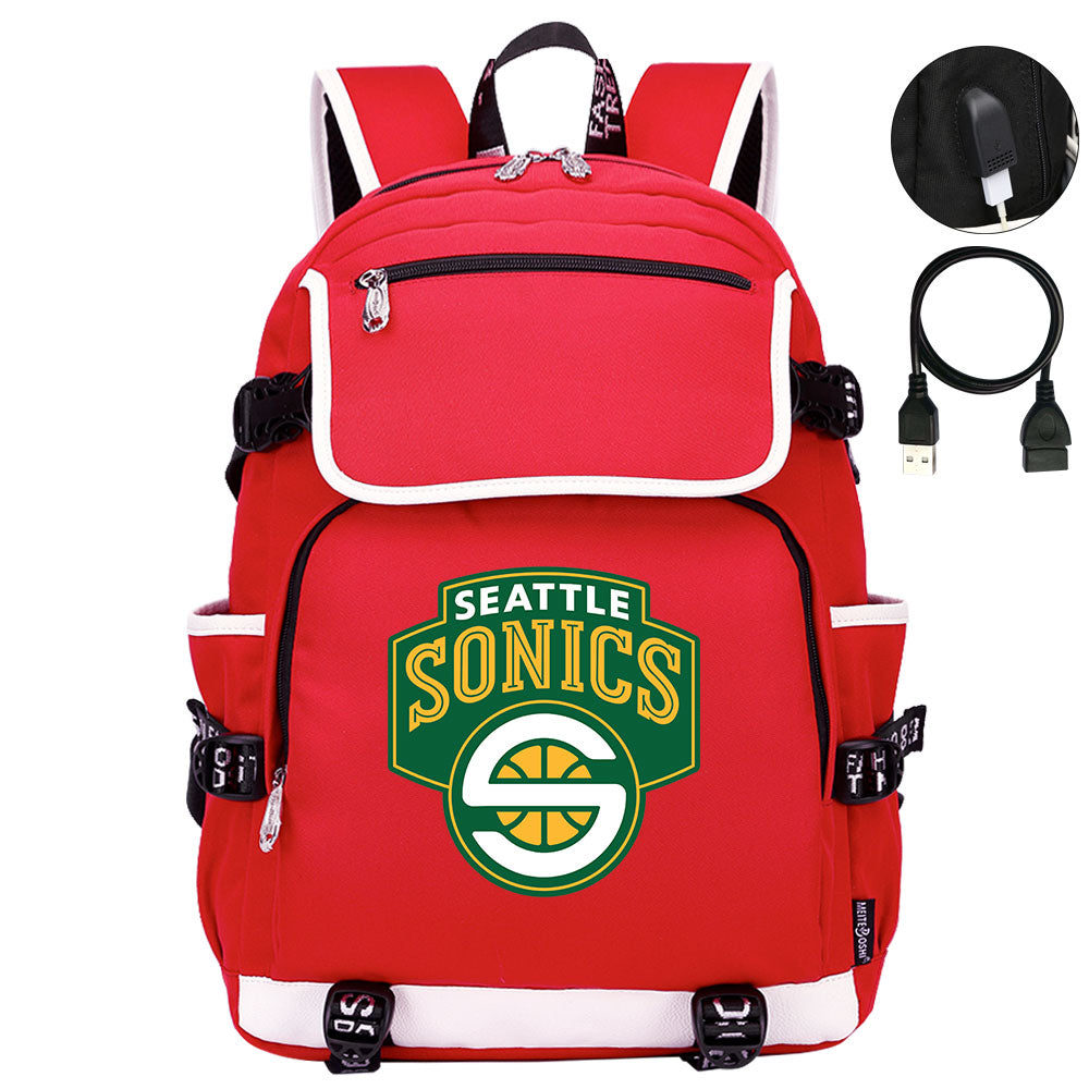 Seattle SuperSonics Backpack School Notebook Travel Bags