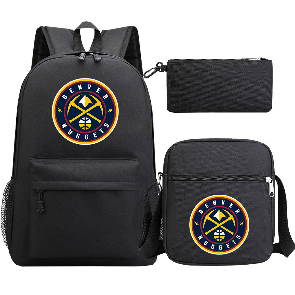 Denver Nuggets Basketball School Backpack Shoulder Bag Pencil Bags 3pcs Set
