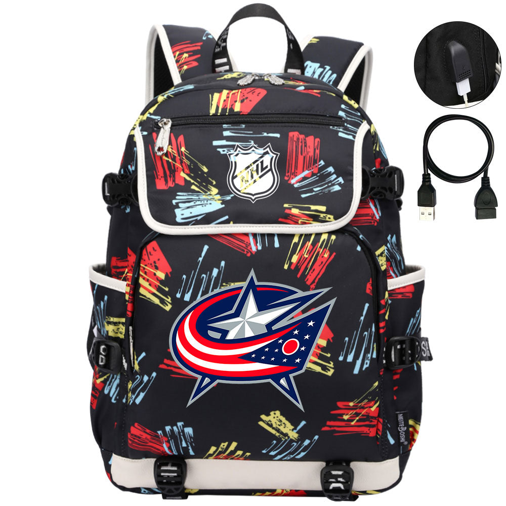 Columbus Blue Jackets Hockey League Backpack School Notebook Travel Bag