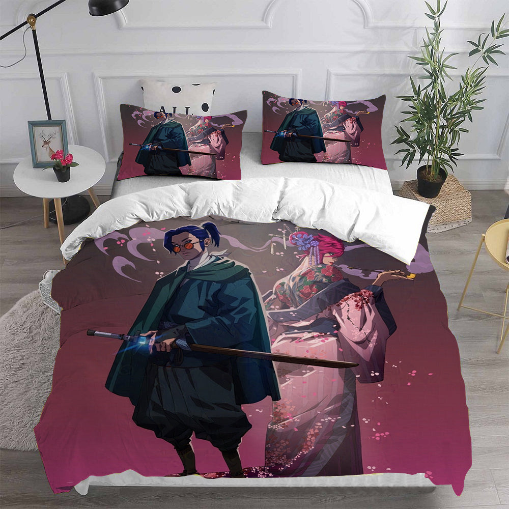 Blue Eye Samurai Cosplay Bedding Set Duvet Cover Pillowcases Halloween Home Decor