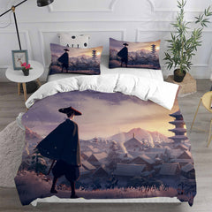 Blue Eye Samurai Cosplay Bedding Set Duvet Cover Pillowcases Halloween Home Decor