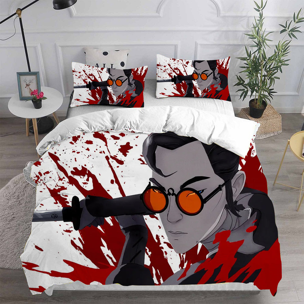 Blue Eye Samurai Cosplay Bedding Set Duvet Cover Pillowcases Halloween Home Decor