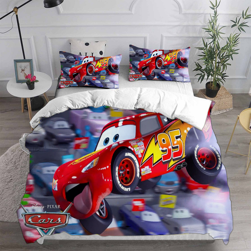 Cars Cosplay Bedding Set Duvet Cover Pillowcases Halloween Home Decor