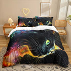 Cat Animal Bedding Set Duvet Cover Pillowcases Halloween Home Decor