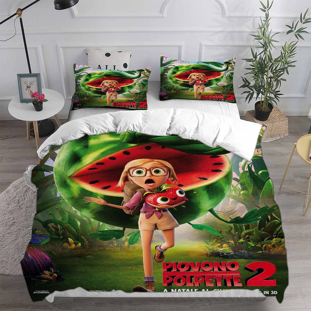 Cloudy with a Chance of Meatballs Cosplay Bedding Set Duvet Cover Pillowcases Halloween Home Decor
