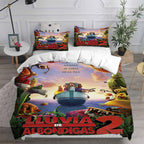 Cloudy with a Chance of Meatballs Cosplay Bedding Set Duvet Cover Pillowcases Halloween Home Decor