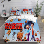 Cloudy with a Chance of Meatballs Cosplay Bedding Set Duvet Cover Pillowcases Halloween Home Decor