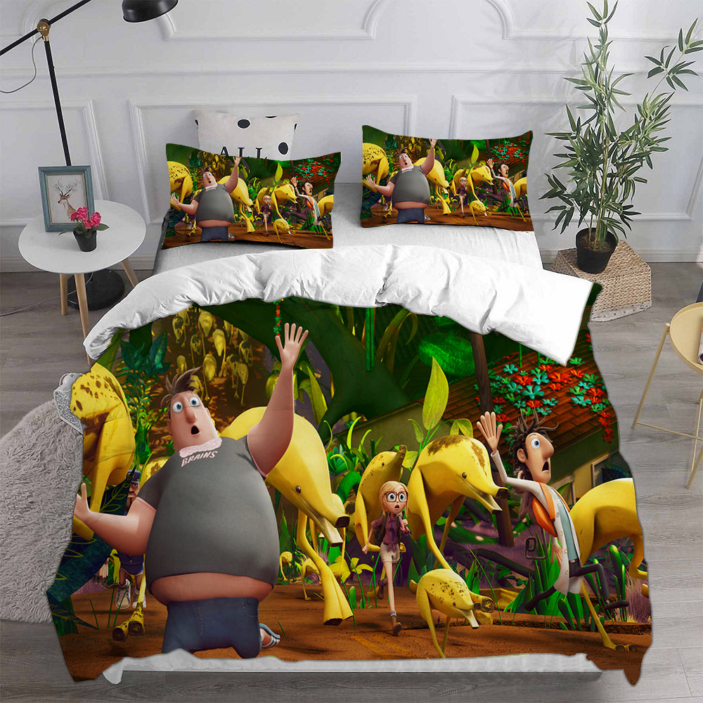 Cloudy with a Chance of Meatballs Cosplay Bedding Set Duvet Cover Pillowcases Halloween Home Decor