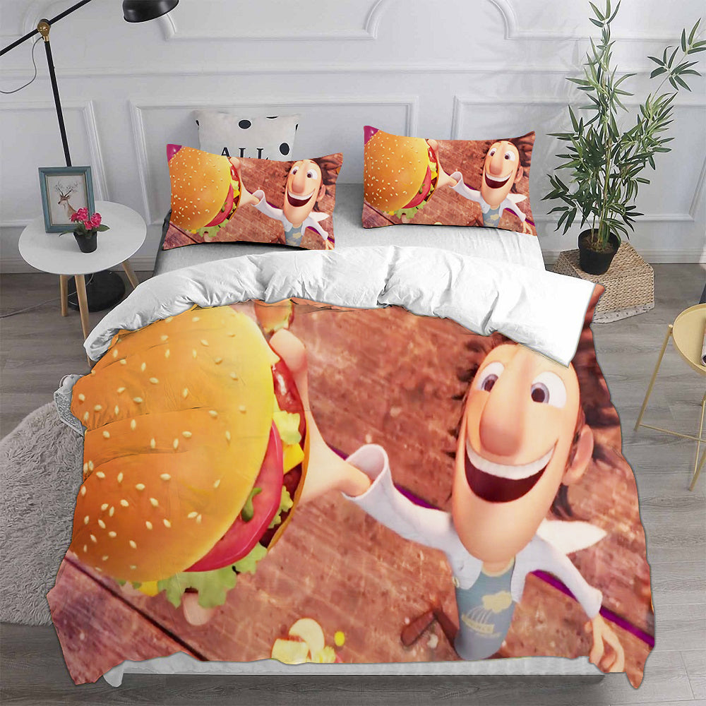 Cloudy with a Chance of Meatballs Cosplay Bedding Set Duvet Cover Pillowcases Halloween Home Decor