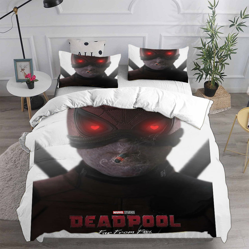 Deadpool and Wolverine Cosplay Bedding Set Duvet Cover Pillowcases Halloween Home Decor