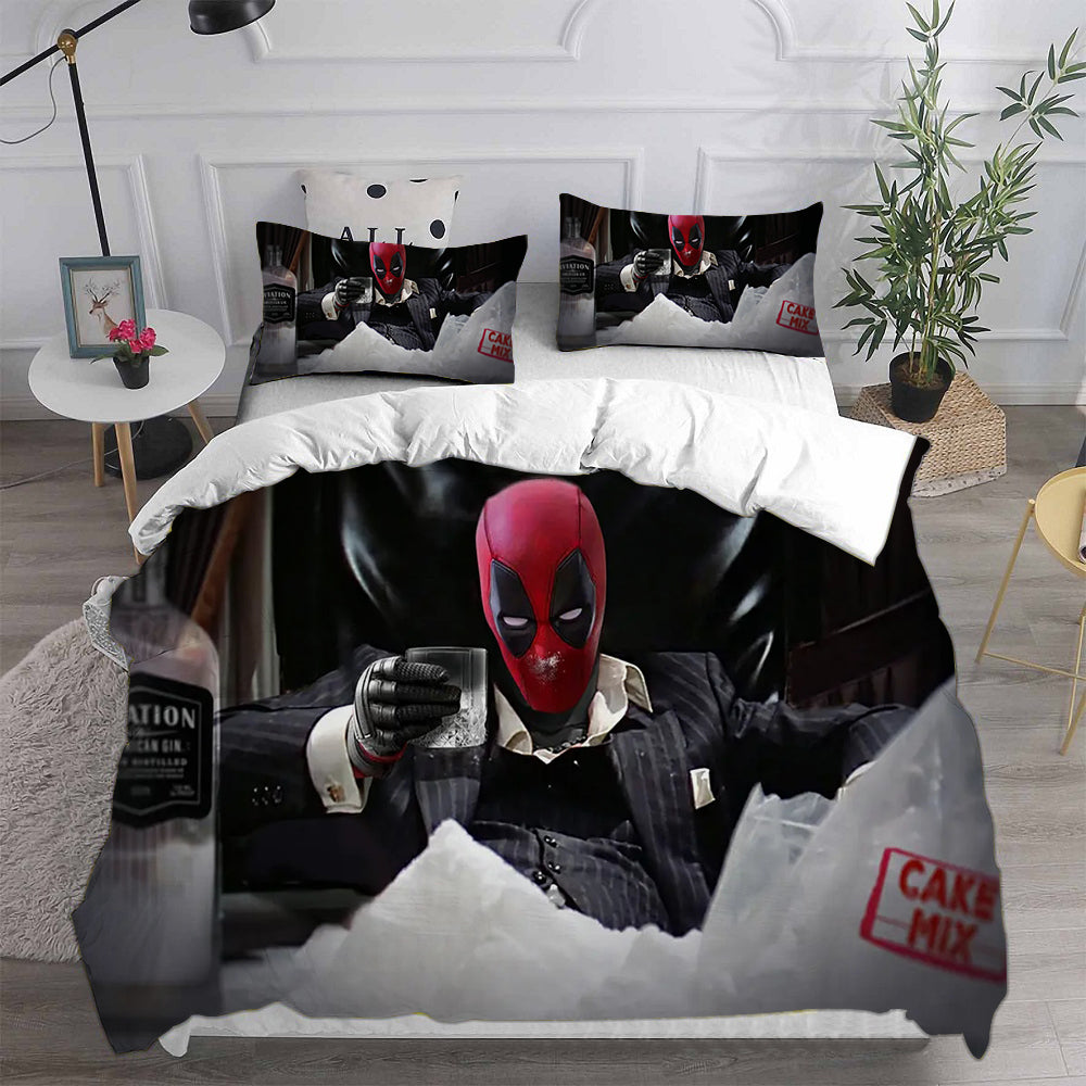 Deadpool and Wolverine Cosplay Bedding Set Duvet Cover Pillowcases Halloween Home Decor