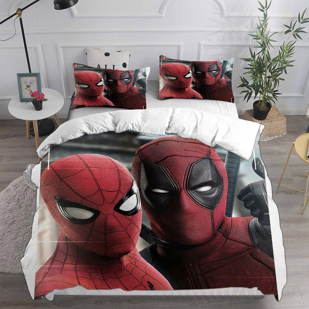 Deadpool and Wolverine Cosplay Bedding Set Duvet Cover Pillowcases Halloween Home Decor