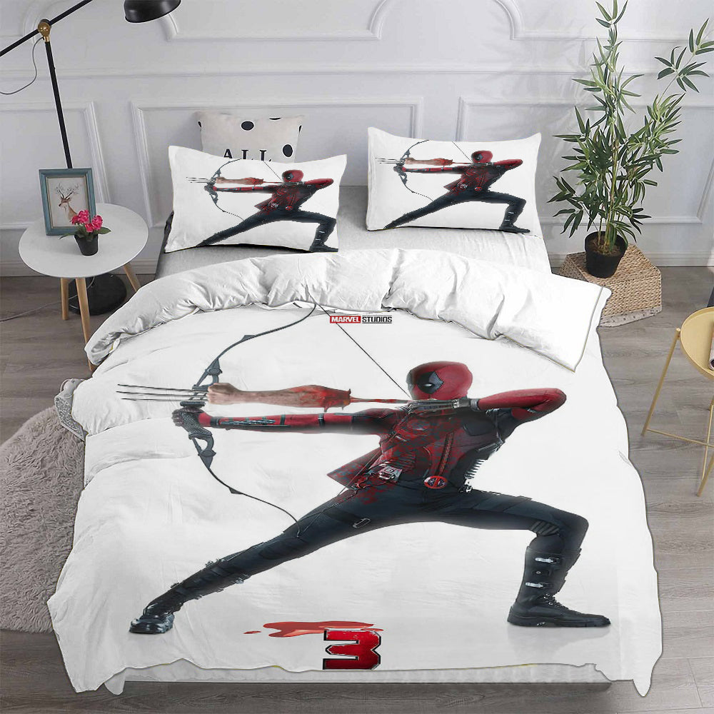 Deadpool and Wolverine Cosplay Bedding Set Duvet Cover Pillowcases Halloween Home Decor