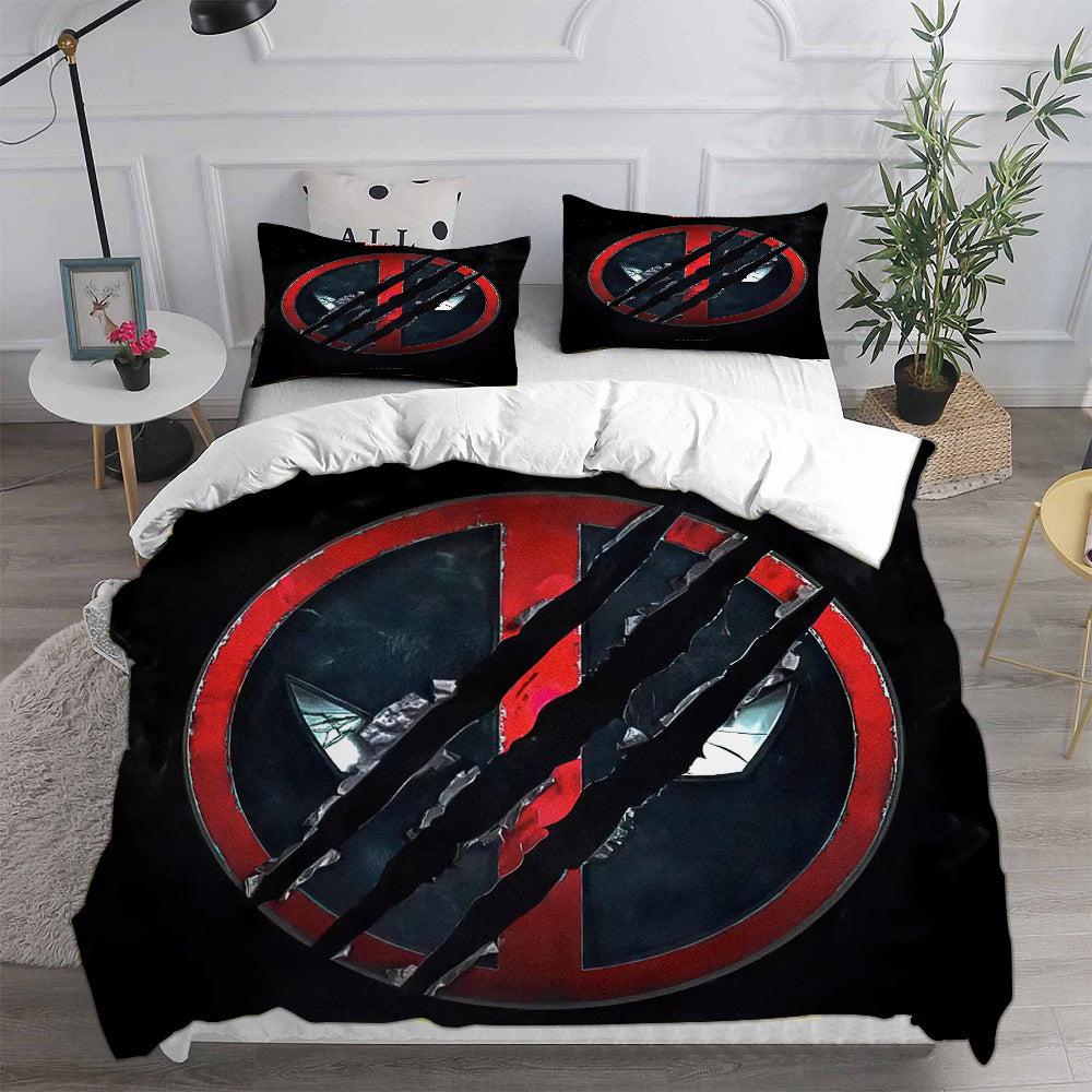 Deadpool and Wolverine Cosplay Bedding Set Duvet Cover Pillowcases Halloween Home Decor