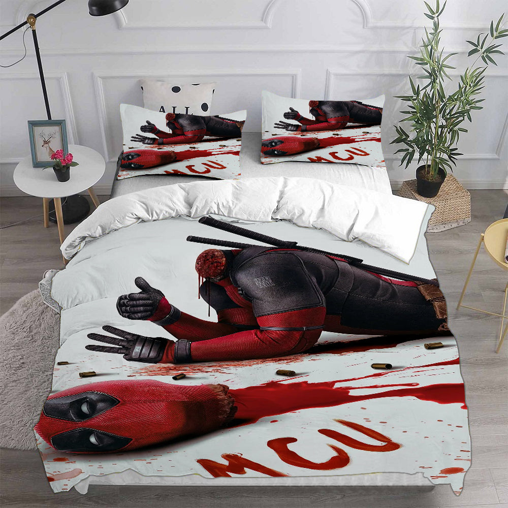 Deadpool and Wolverine Cosplay Bedding Set Duvet Cover Pillowcases Halloween Home Decor