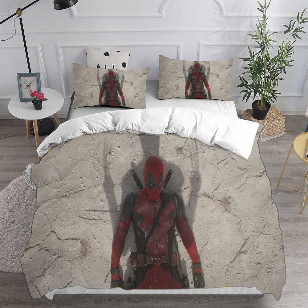 Deadpool and Wolverine Cosplay Bedding Set Duvet Cover Pillowcases Halloween Home Decor