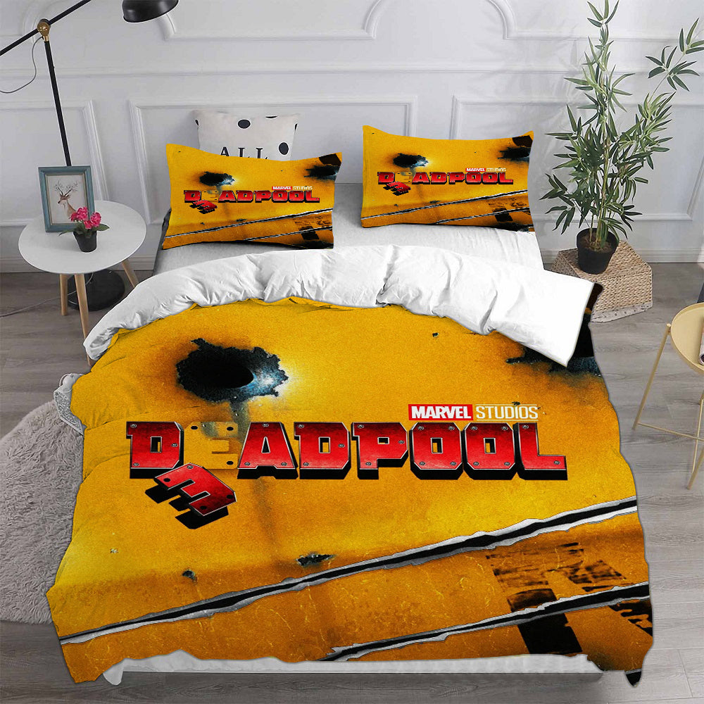 Deadpool and Wolverine Cosplay Bedding Set Duvet Cover Pillowcases Halloween Home Decor