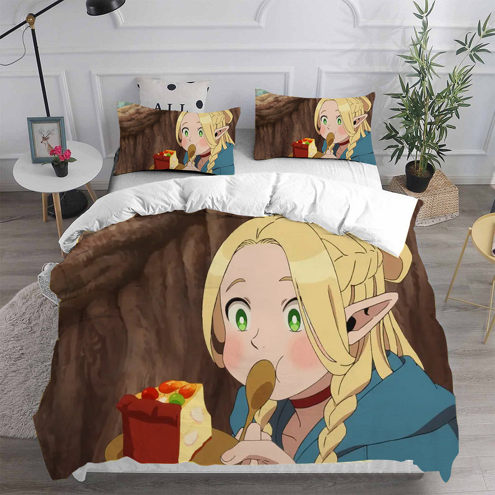 Delicious in Dungeon Cosplay Bedding Set Duvet Cover Pillowcases Halloween Home Decor