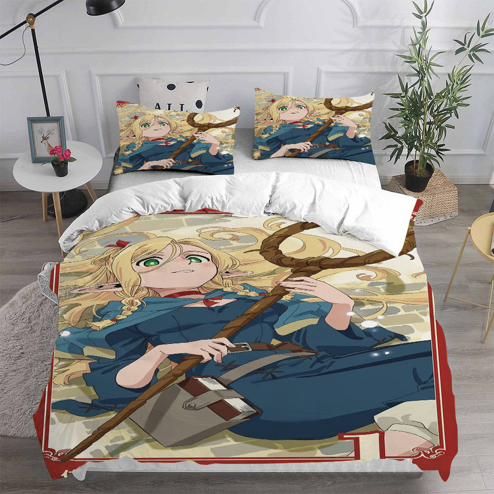 Delicious in Dungeon Cosplay Bedding Set Duvet Cover Pillowcases Halloween Home Decor