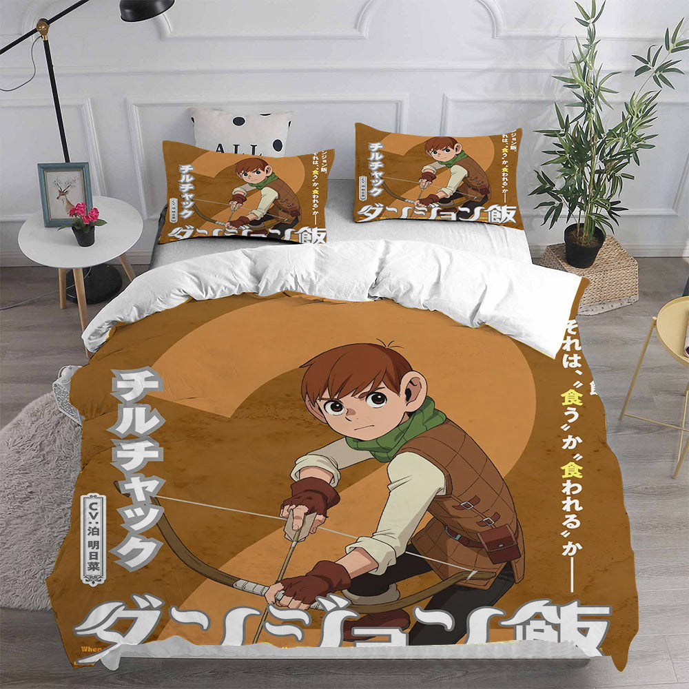 Delicious in Dungeon Cosplay Bedding Set Duvet Cover Pillowcases Halloween Home Decor