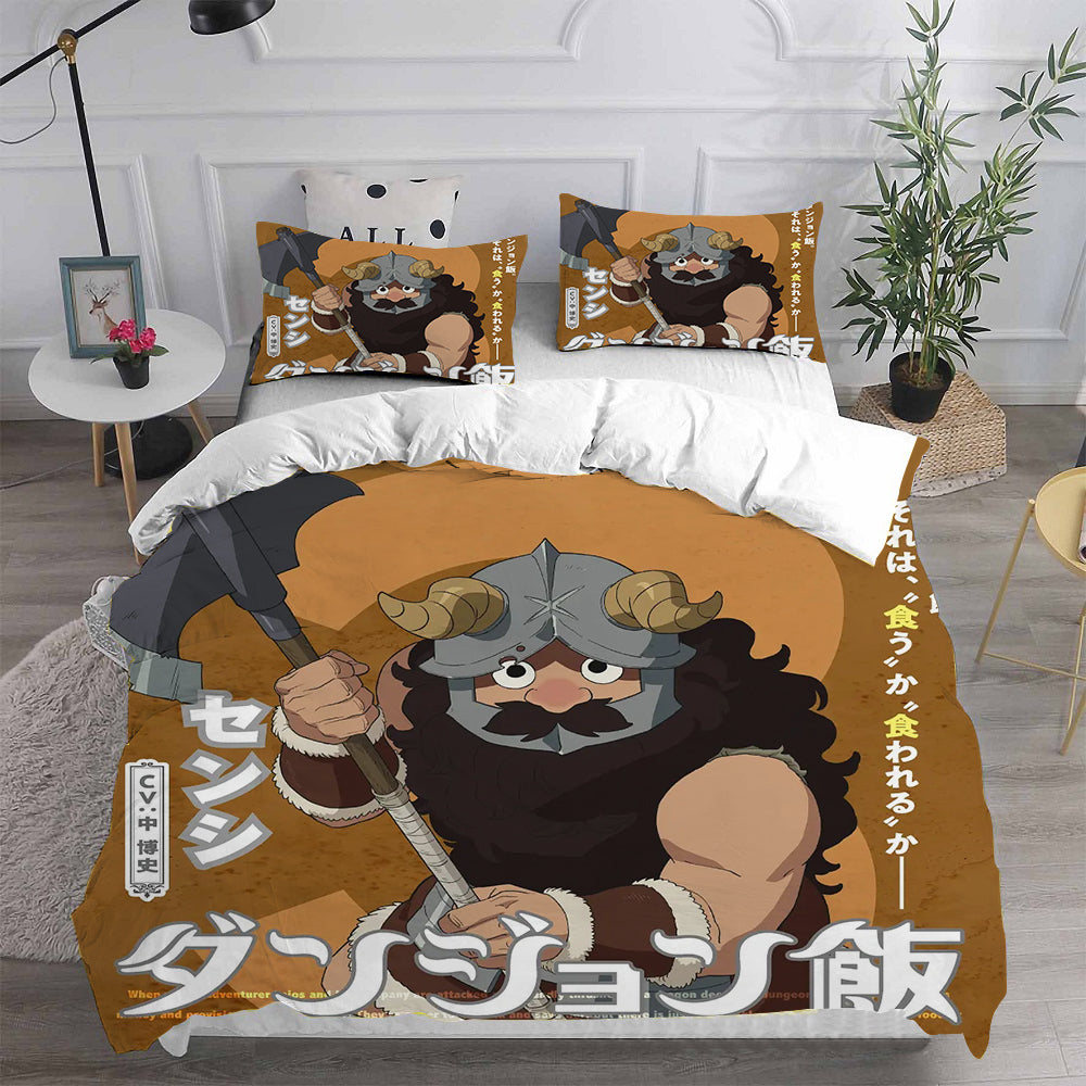 Delicious in Dungeon Cosplay Bedding Set Duvet Cover Pillowcases Halloween Home Decor