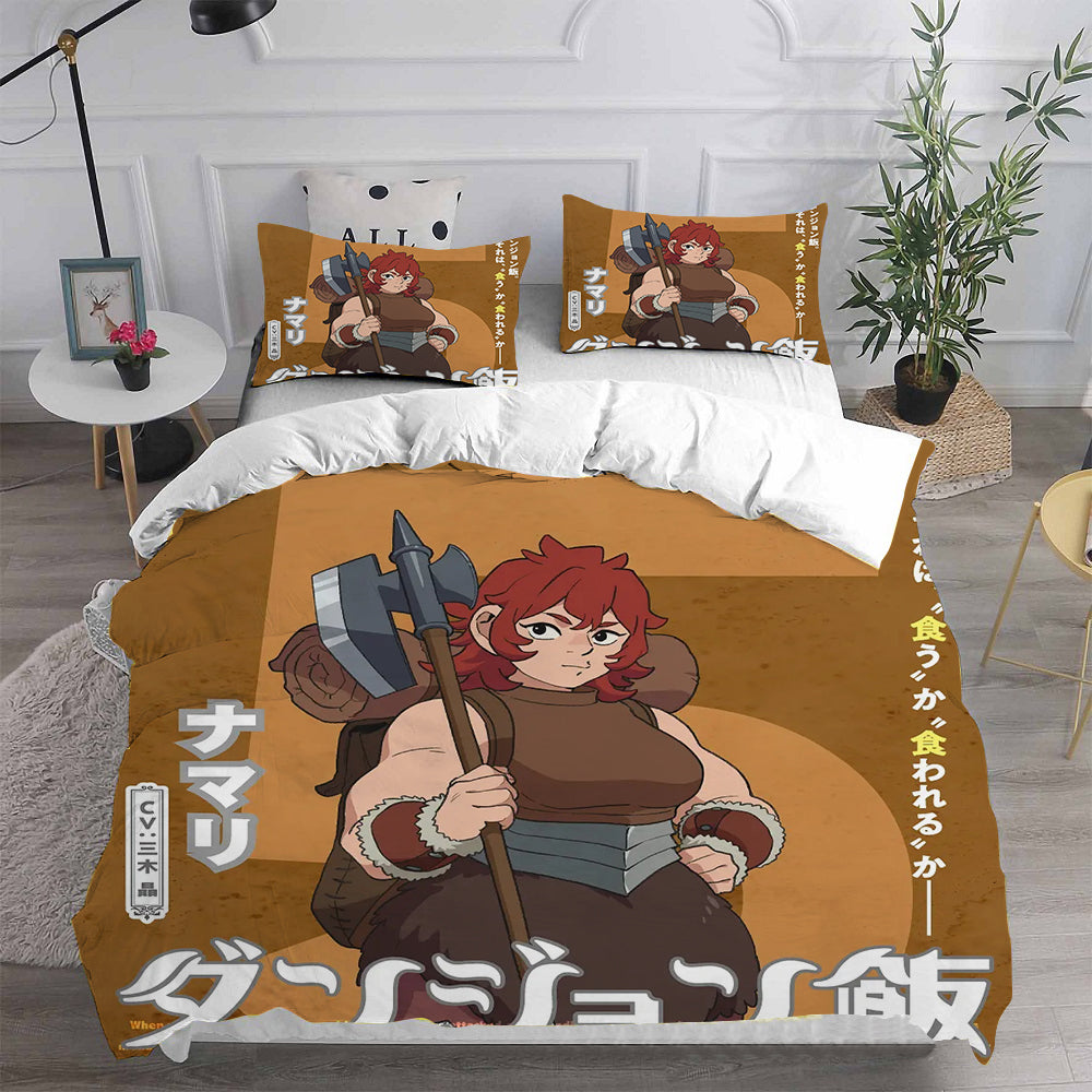 Delicious in Dungeon Cosplay Bedding Set Duvet Cover Pillowcases Halloween Home Decor