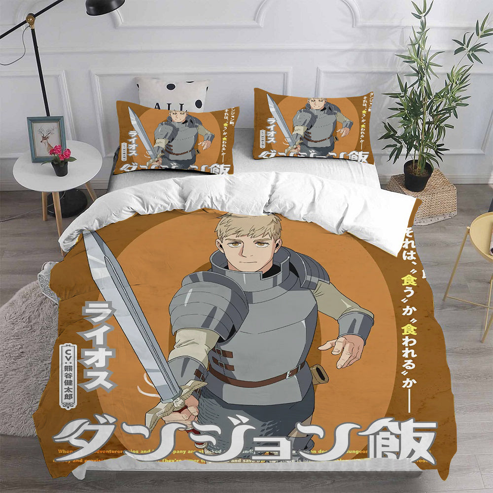 Delicious in Dungeon Cosplay Bedding Set Duvet Cover Pillowcases Halloween Home Decor