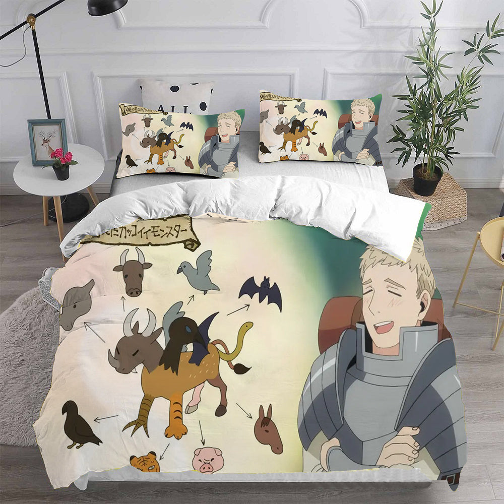 Delicious in Dungeon Cosplay Bedding Set Duvet Cover Pillowcases Halloween Home Decor