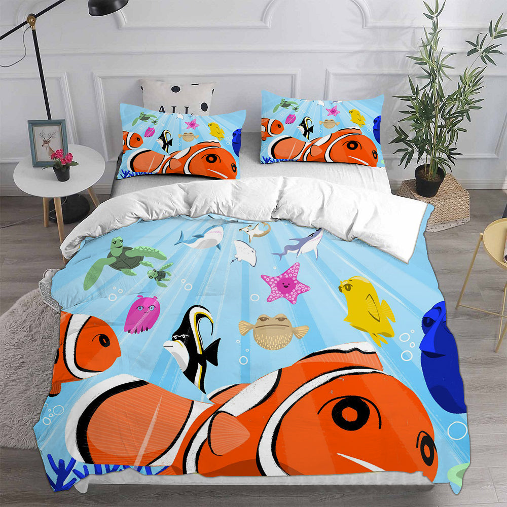 Finding Nemo Cosplay Bedding Set Duvet Cover Pillowcases Halloween Home Decor