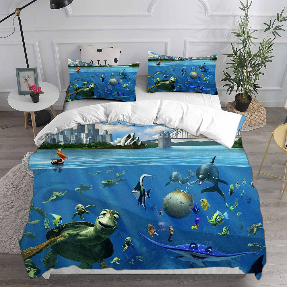 Finding Nemo Cosplay Bedding Set Duvet Cover Pillowcases Halloween Home Decor