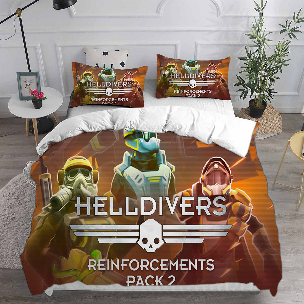 Helldivers 2 Cosplay Bedding Set Duvet Cover Pillowcases Halloween Home Decor