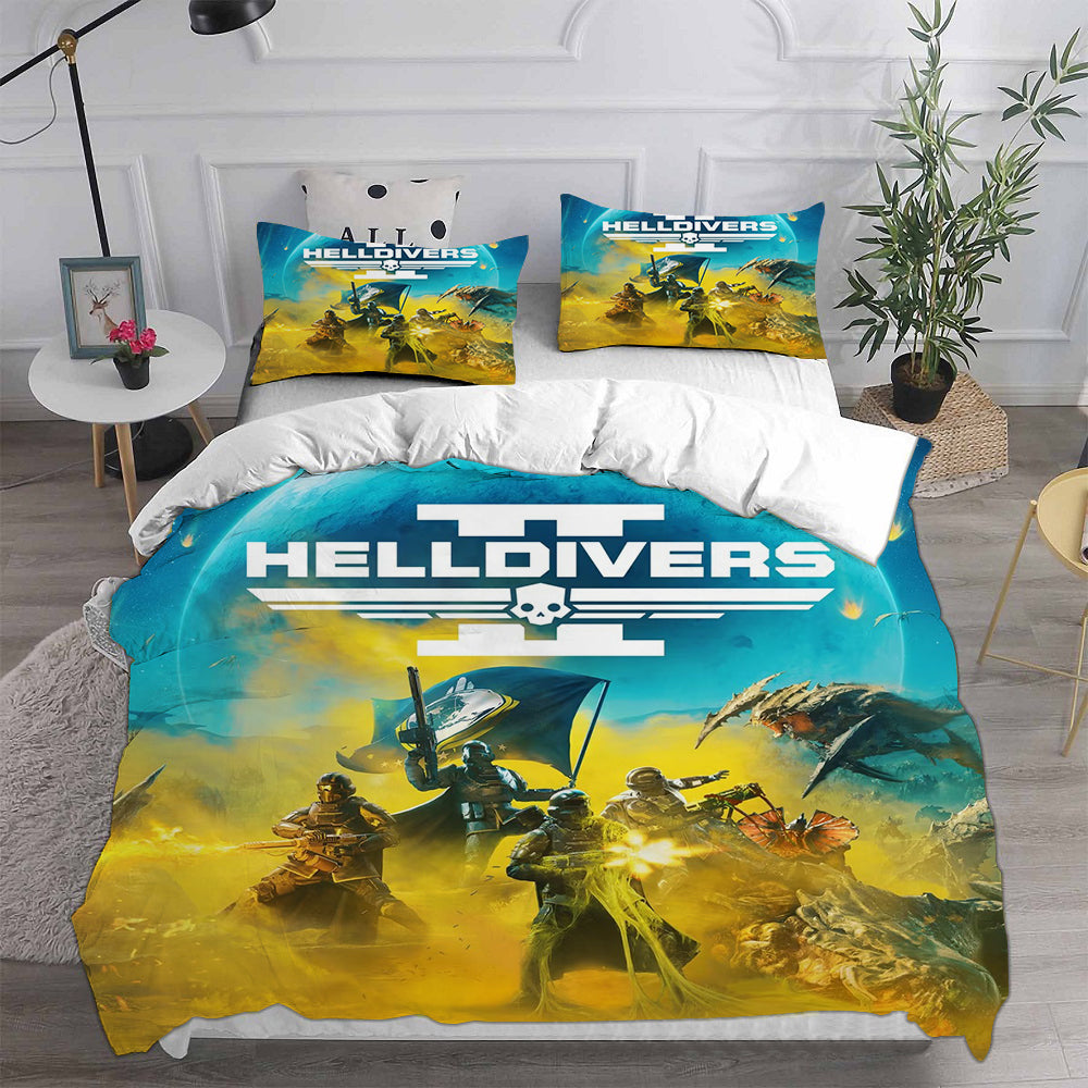 Helldivers 2 Cosplay Bedding Set Duvet Cover Pillowcases Halloween Home Decor