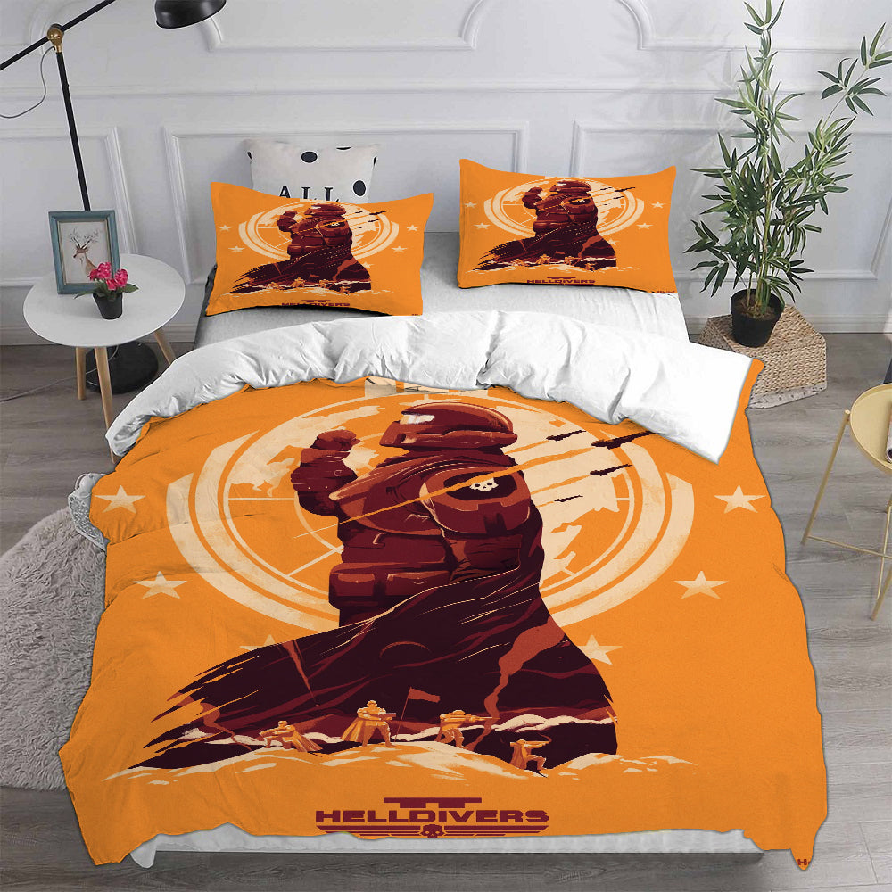 Helldivers 2 Cosplay Bedding Set Duvet Cover Pillowcases Halloween Home Decor