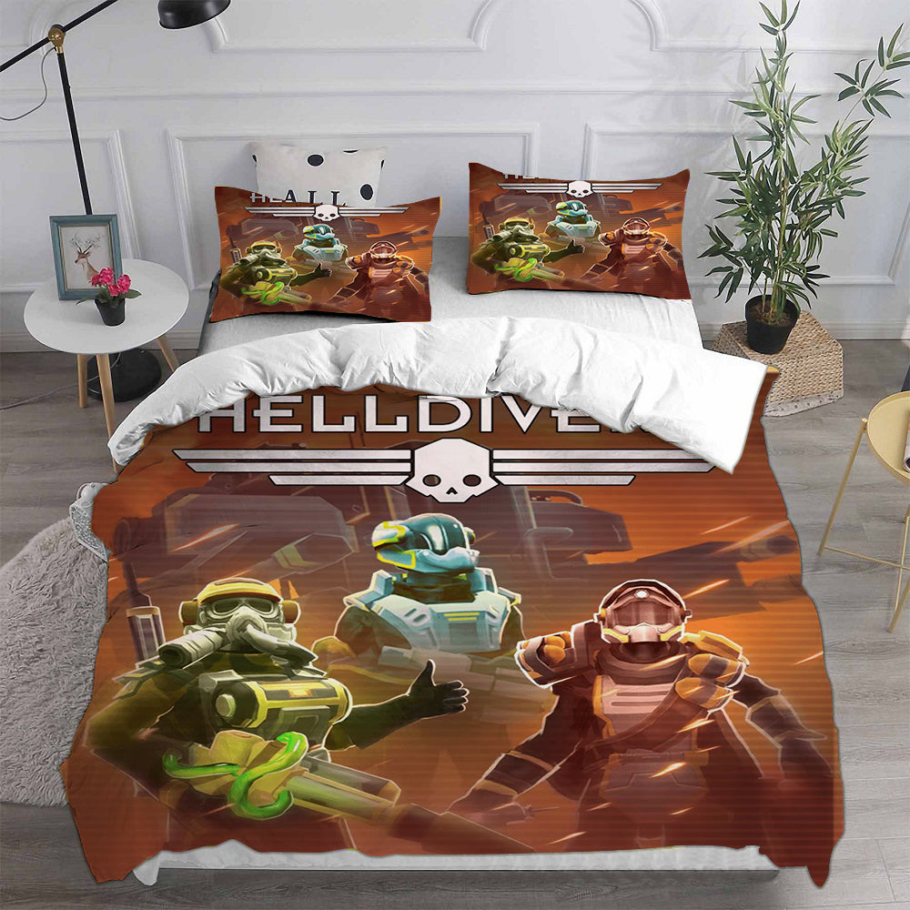 Helldivers 2 Cosplay Bedding Set Duvet Cover Pillowcases Halloween Home Decor