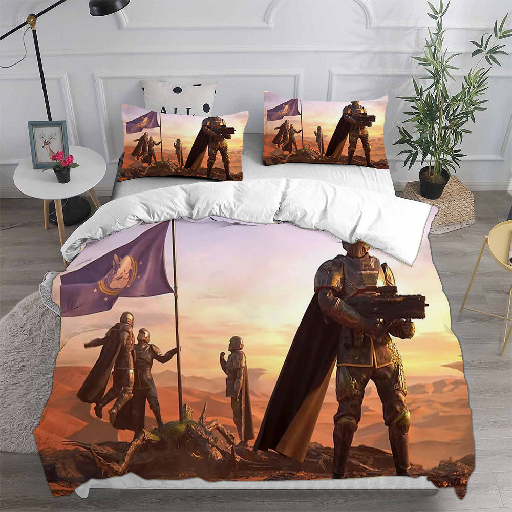 Helldivers 2 Cosplay Bedding Set Duvet Cover Pillowcases Halloween Home Decor