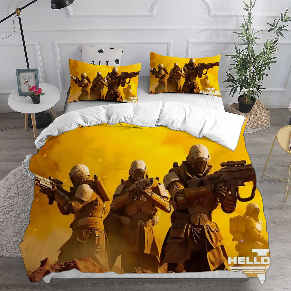 Helldivers 2 Cosplay Bedding Set Duvet Cover Pillowcases Halloween Home Decor