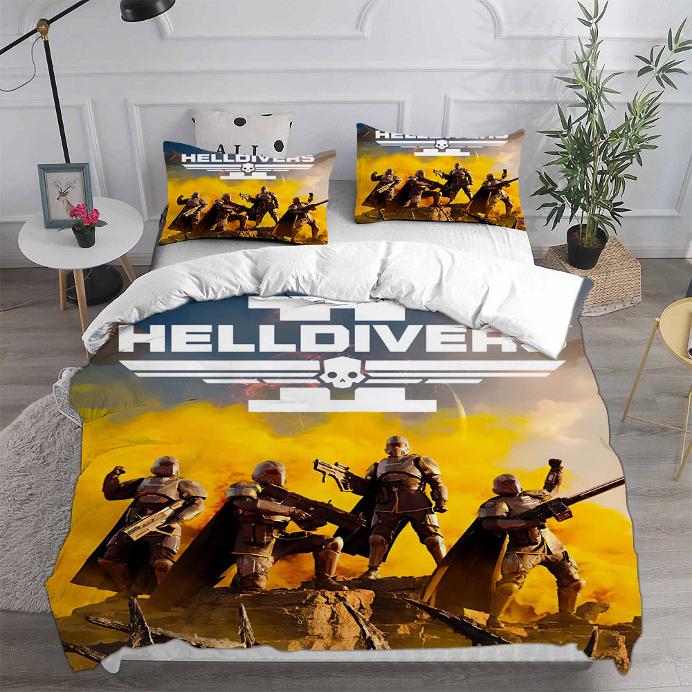 Helldivers 2 Cosplay Bedding Set Duvet Cover Pillowcases Halloween Home Decor