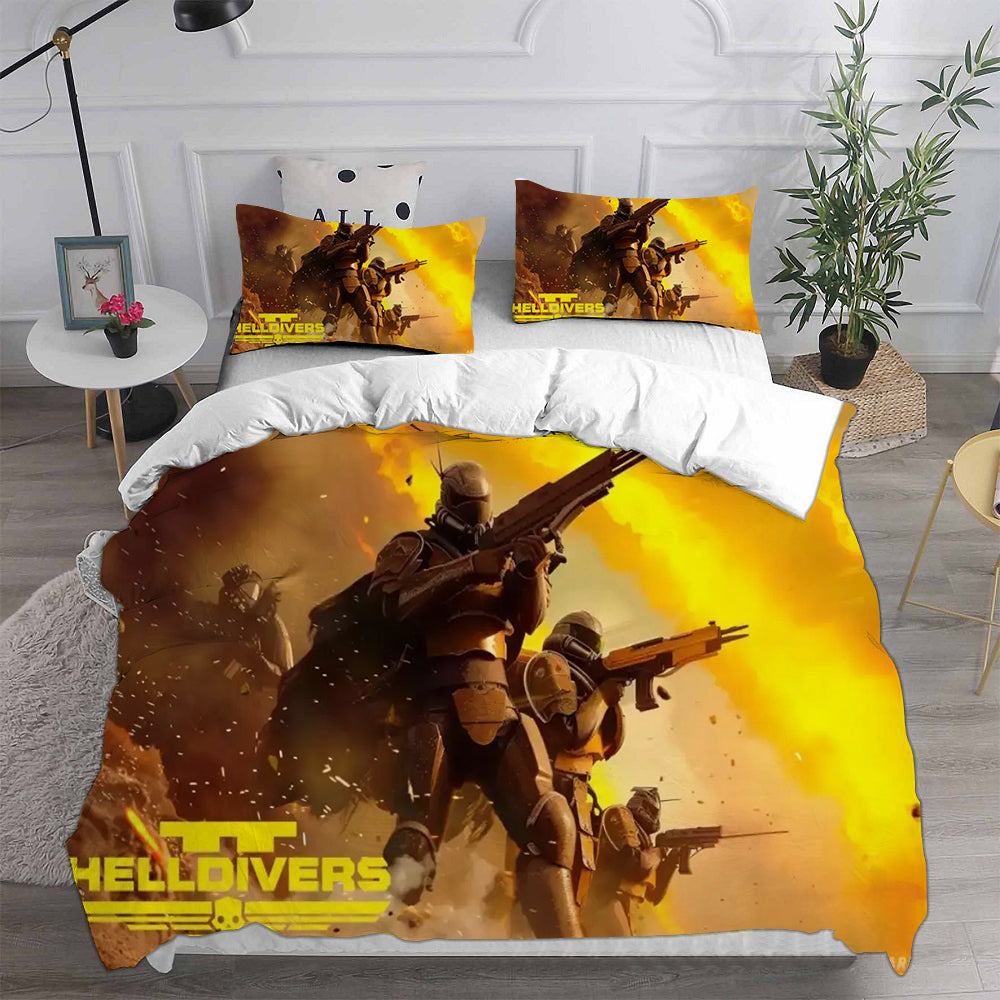 Helldivers 2 Cosplay Bedding Set Duvet Cover Pillowcases Halloween Home Decor