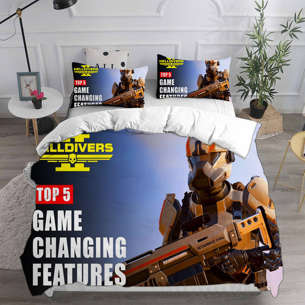 Helldivers 2 Cosplay Bedding Set Duvet Cover Pillowcases Halloween Home Decor