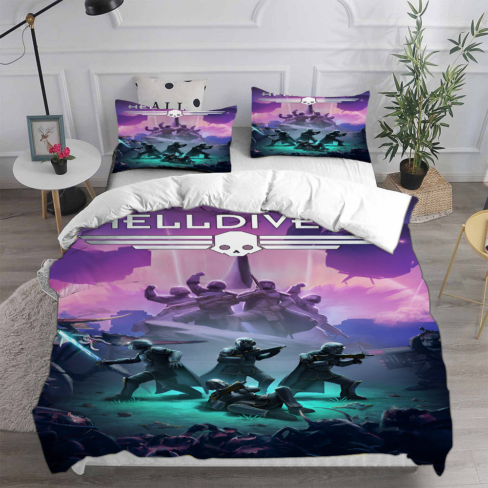 Helldivers 2 Cosplay Bedding Set Duvet Cover Pillowcases Halloween Home Decor