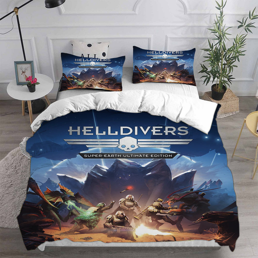 Helldivers 2 Cosplay Bedding Set Duvet Cover Pillowcases Halloween Home Decor