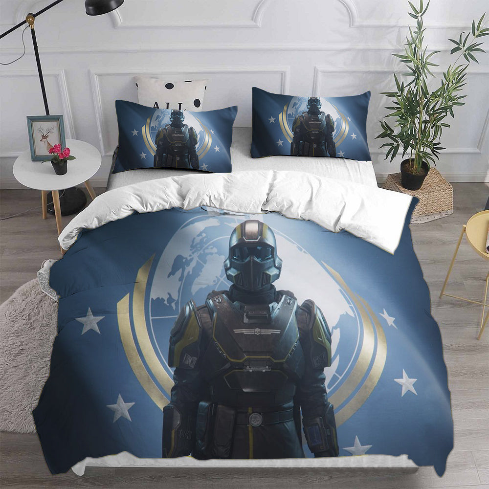 Helldivers 2 Cosplay Bedding Set Duvet Cover Pillowcases Halloween Home Decor