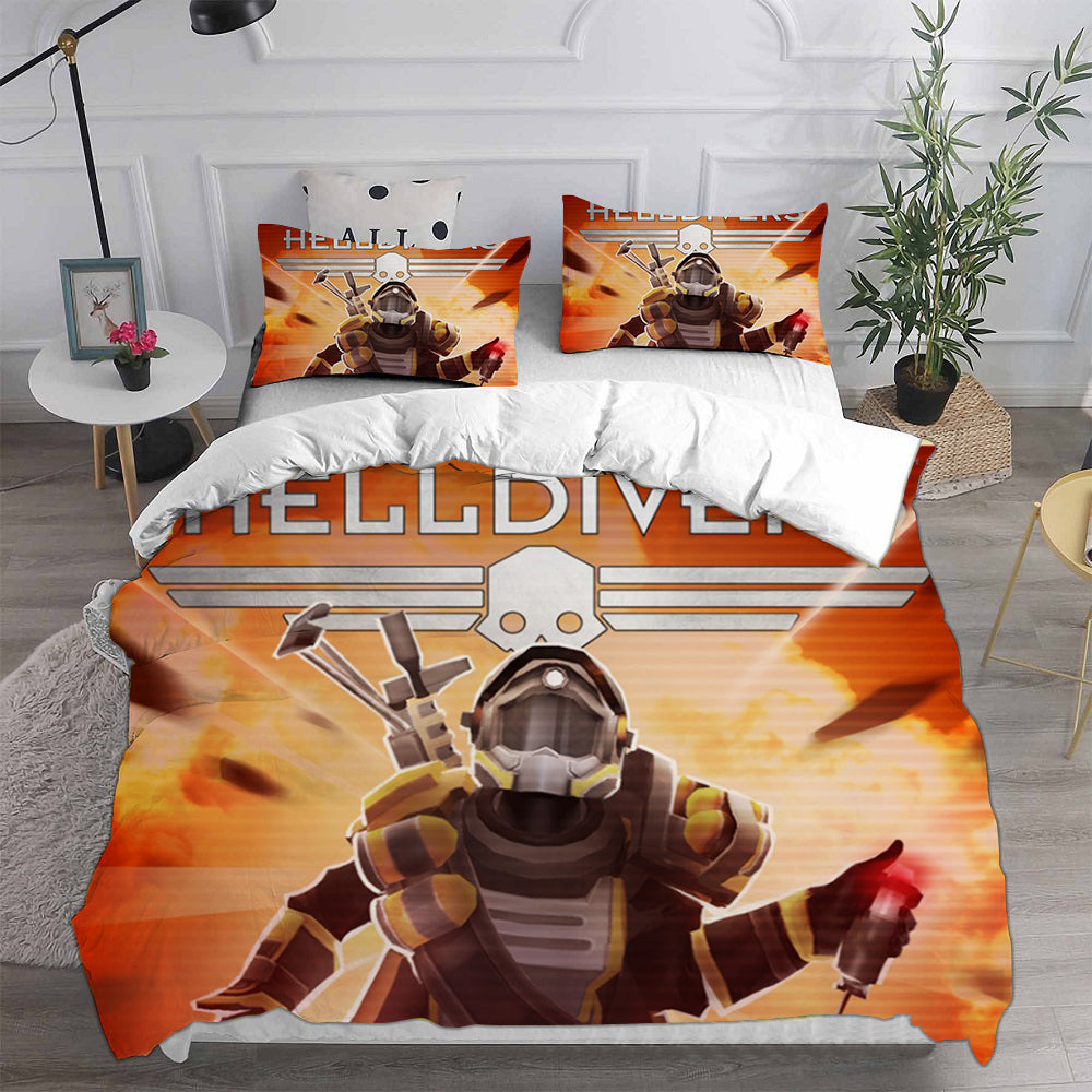 Helldivers 2 Cosplay Bedding Set Duvet Cover Pillowcases Halloween Home Decor