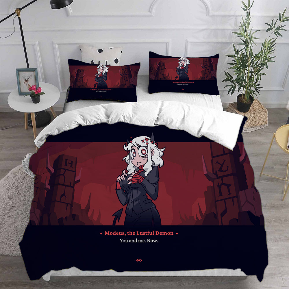 Helltaker Cosplay Bedding Set Duvet Cover Pillowcases Halloween Home Decor