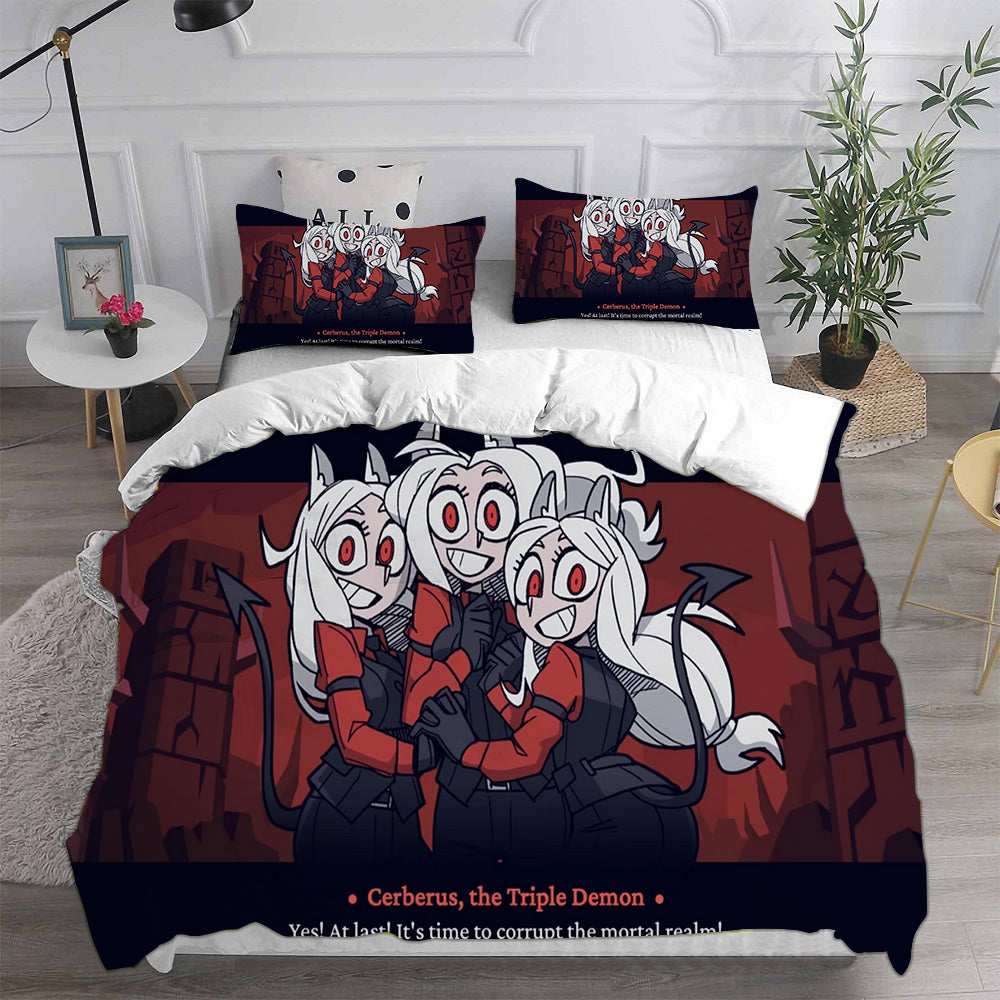 Helltaker Cosplay Bedding Set Duvet Cover Pillowcases Halloween Home Decor