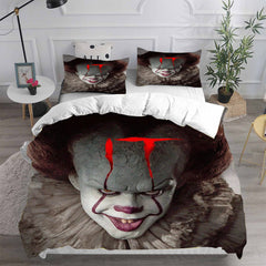 IT Clown Cosplay Bedding Set Duvet Cover Pillowcases Halloween Home Decor