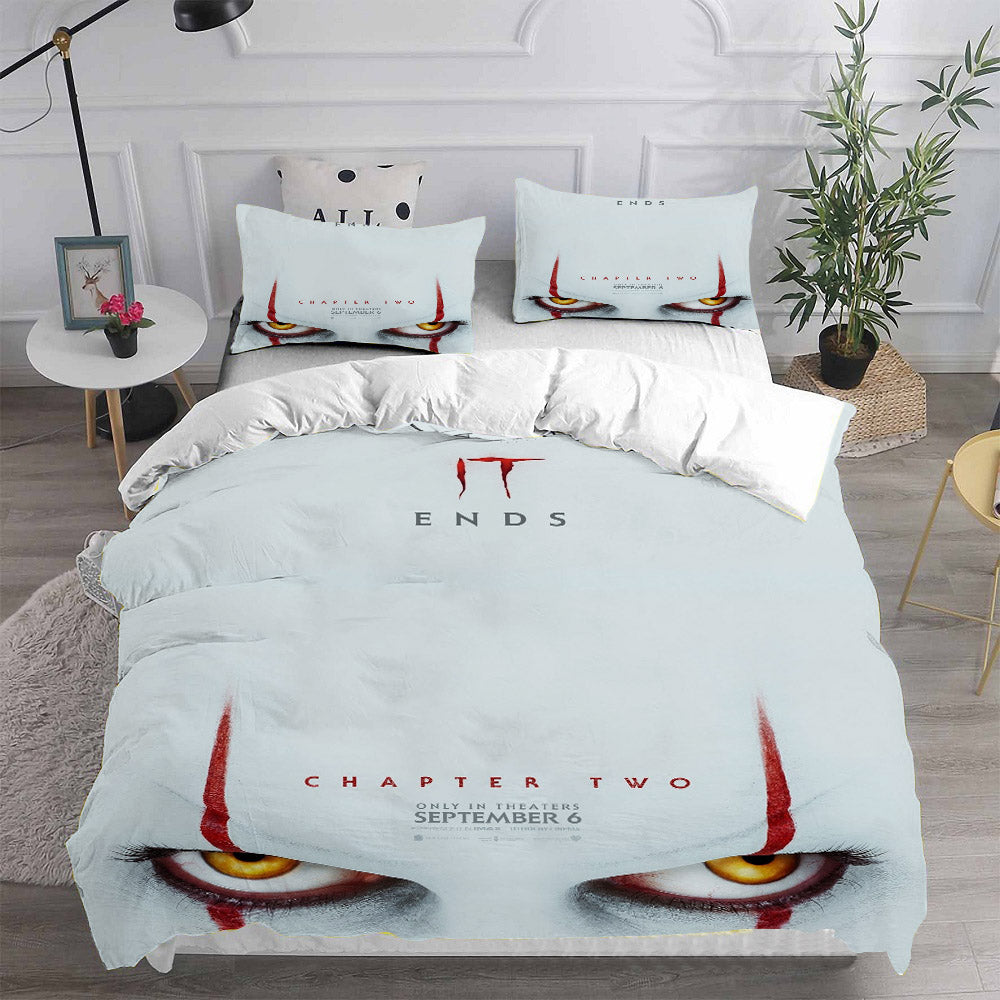 IT Clown Cosplay Bedding Set Duvet Cover Pillowcases Halloween Home Decor